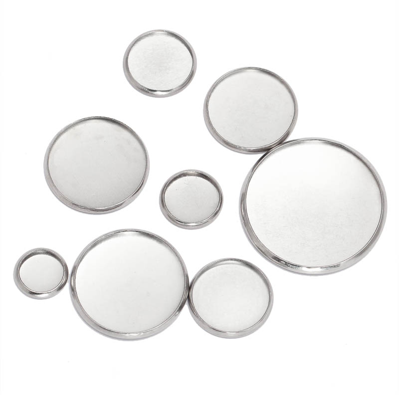 Bezels Set Pendant - Aço Inoxidável Cabochão Base Bisel Bandejas,